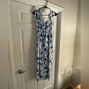Blue and White Floral Maxi Dress